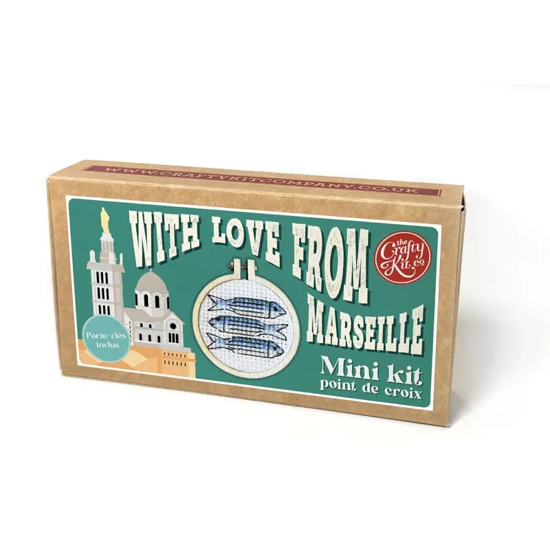 Mini kit point de croix With love from Marseille, 5 cm