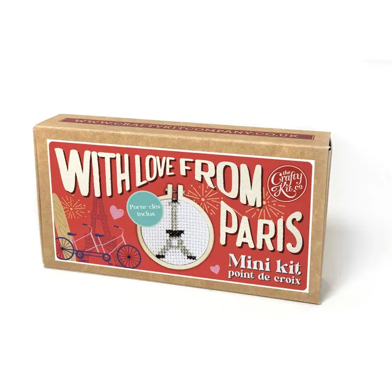 Mini kit point de croix With love from Paris, 5 cm
