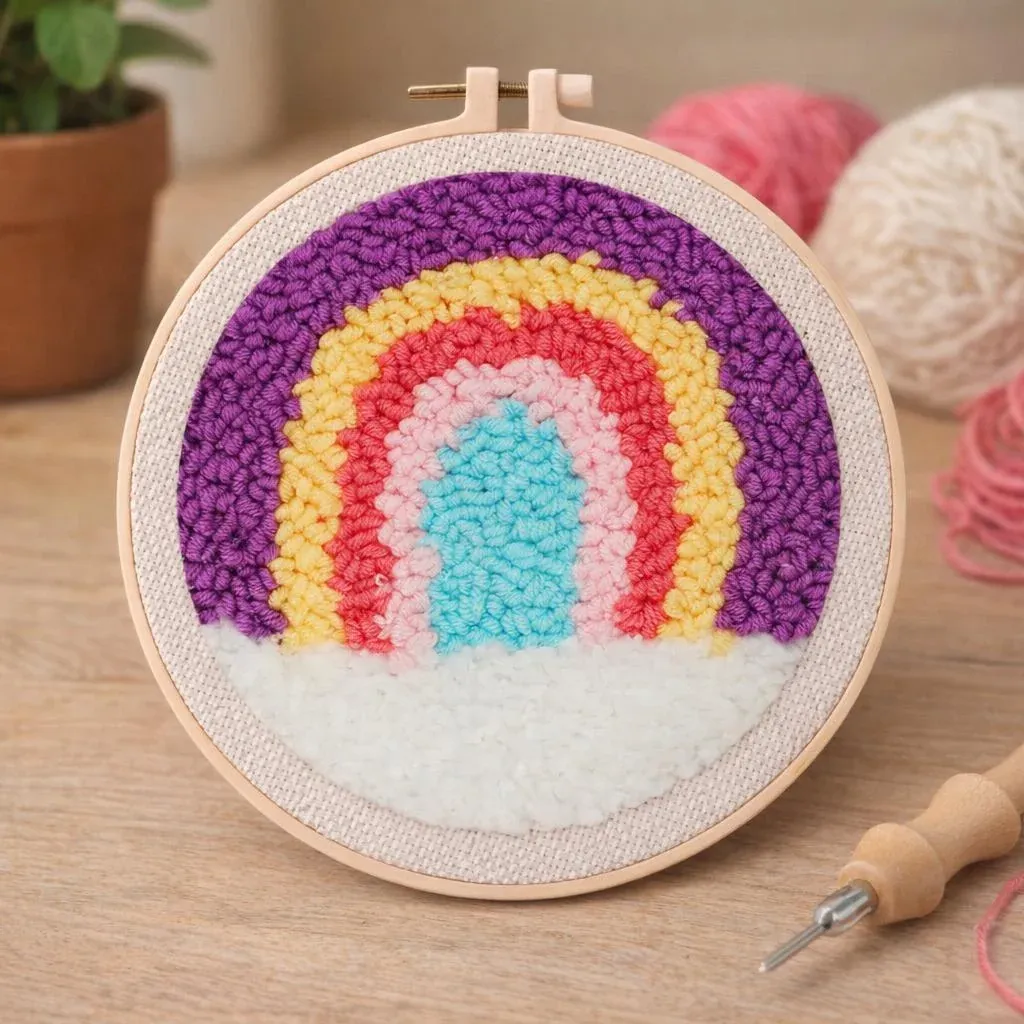 Kit punch needle arc-en-ciel décor mural