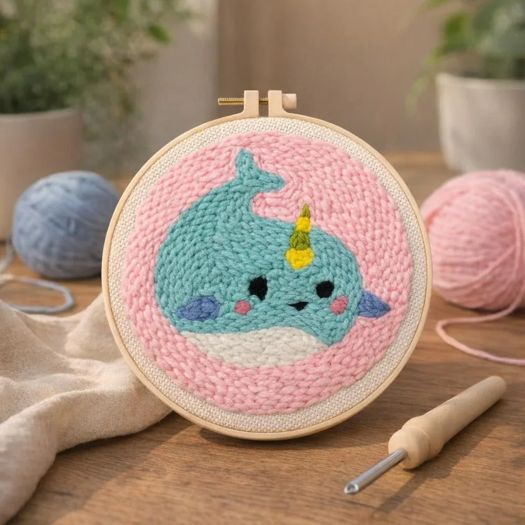 Kit punch needle baleine mignonne en relief