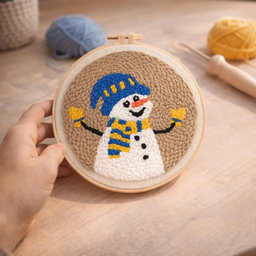 Kit punch needle bonhomme de neige mural