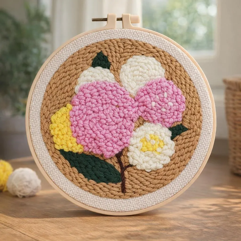 Kit punch needle bouquet de fleurs en relief