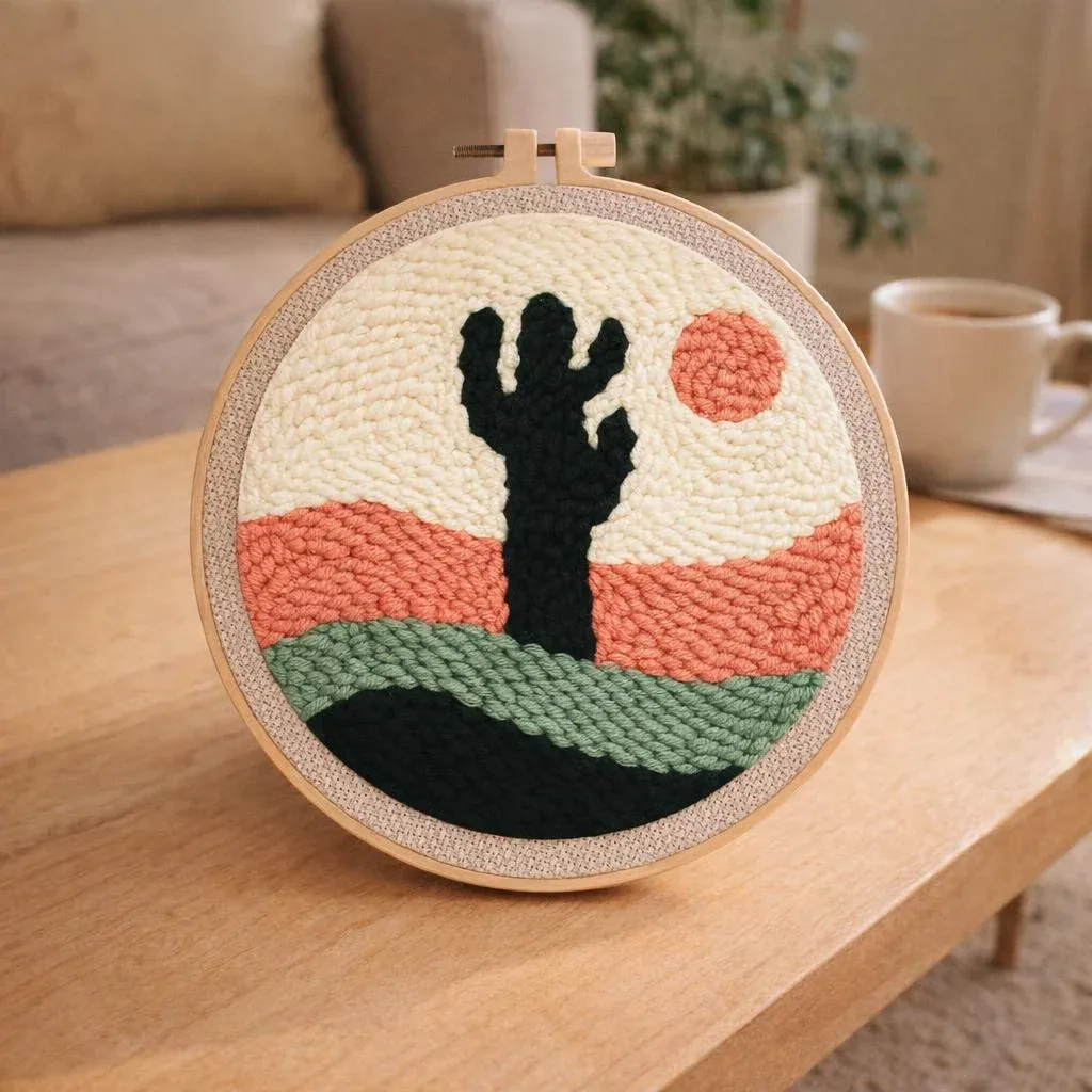 Kit punch needle cactus dans le désert en relief