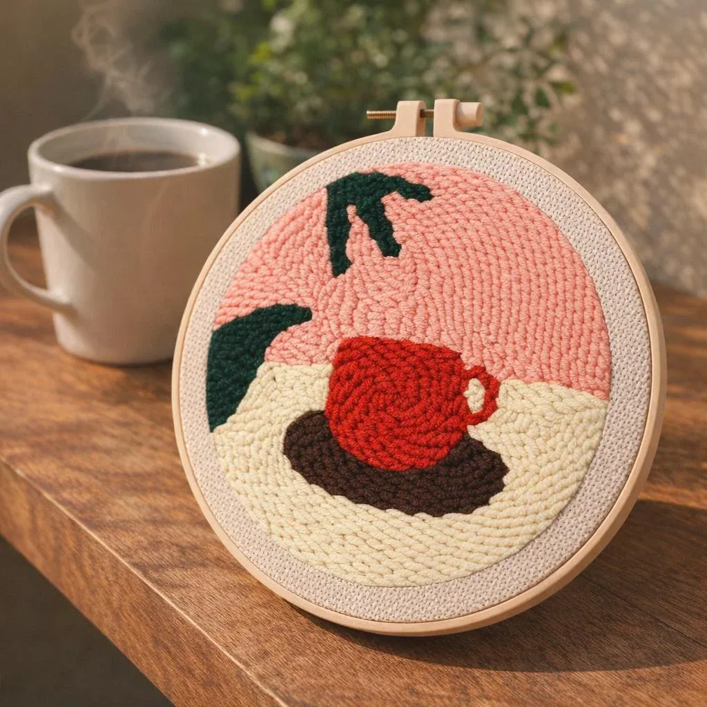 Kit punch needle chocolat chaud et feuilles