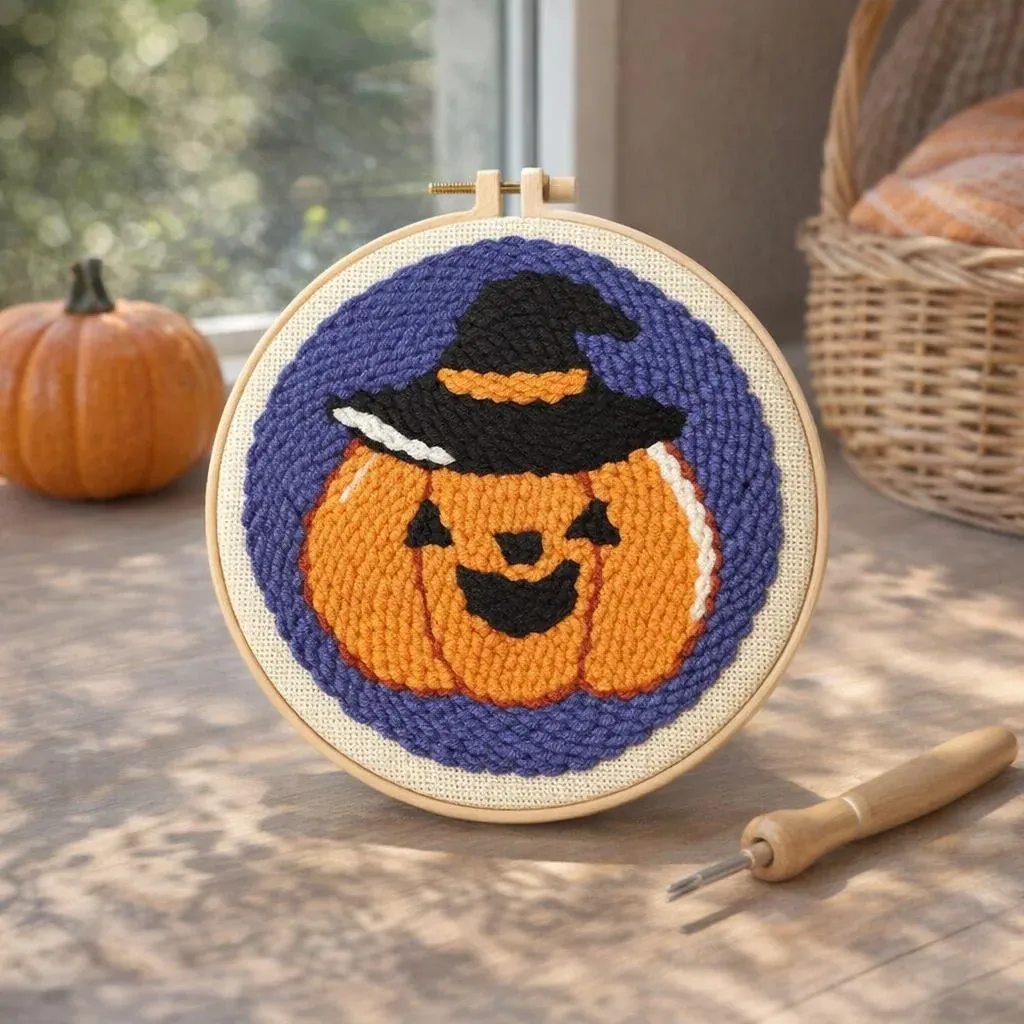 Kit punch needle citrouille d’Halloween en relief