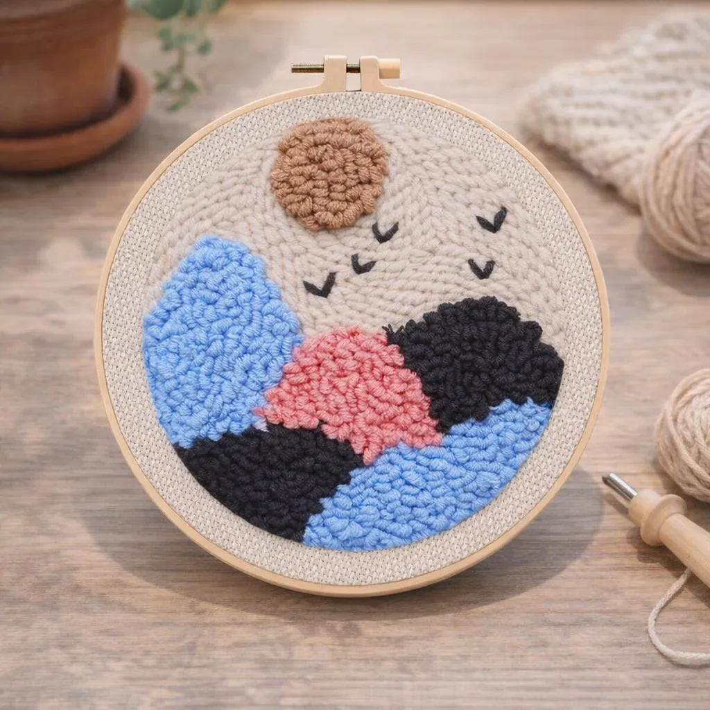 Kit punch needle Collines en relief graphique