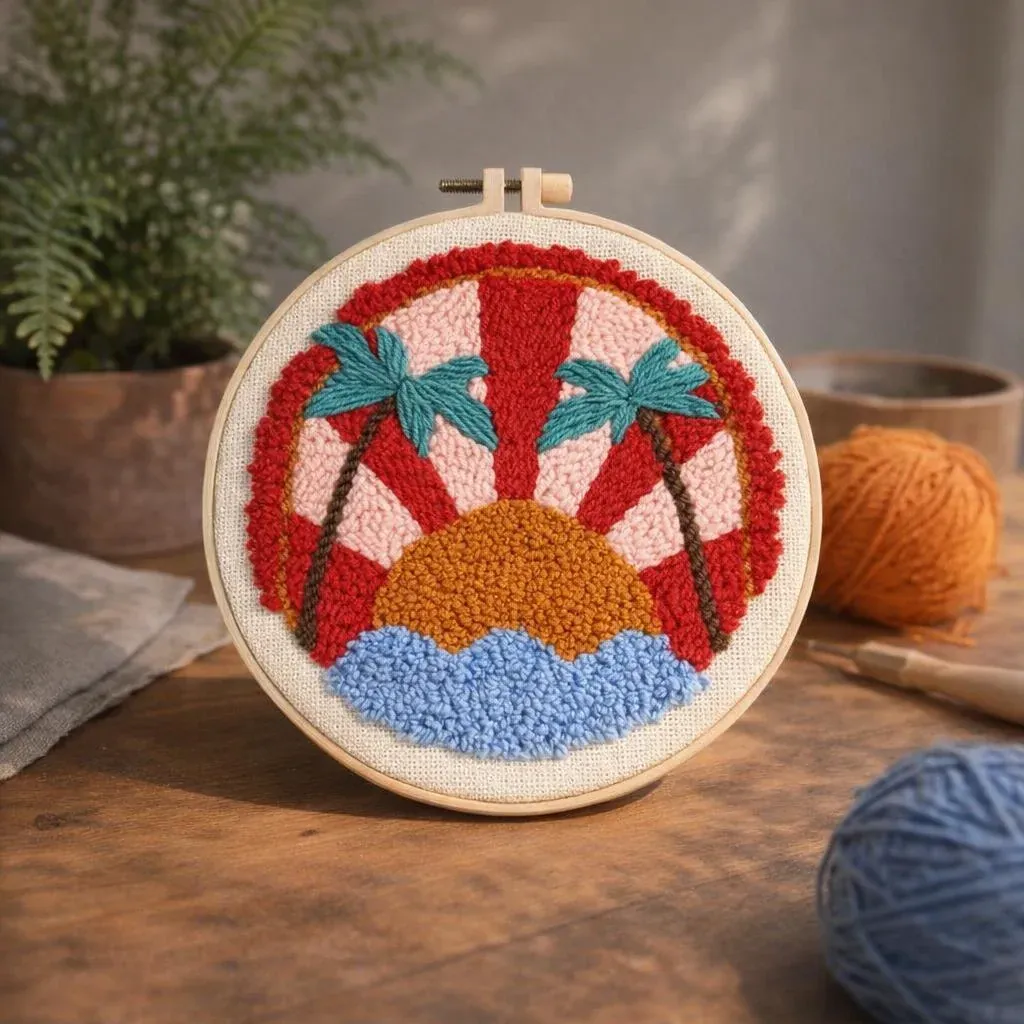 Kit punch needle coucher de soleil tropical