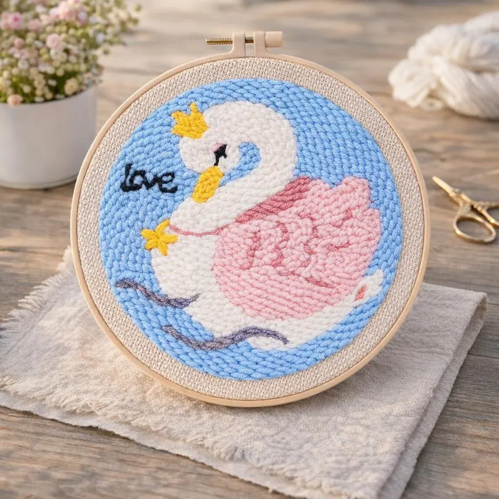 Kit punch needle Cygne Love décoration murale
