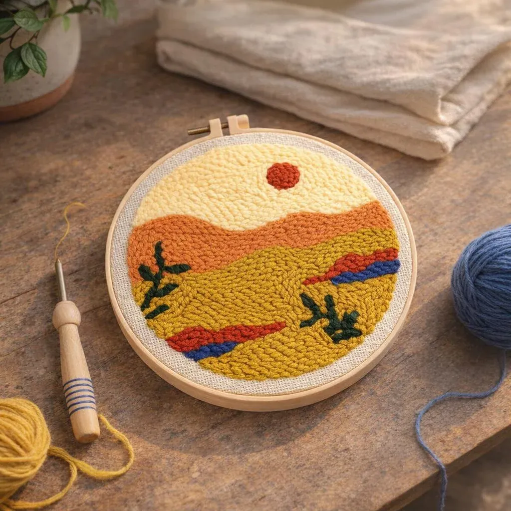 Kit punch needle Désert doré décoration murale