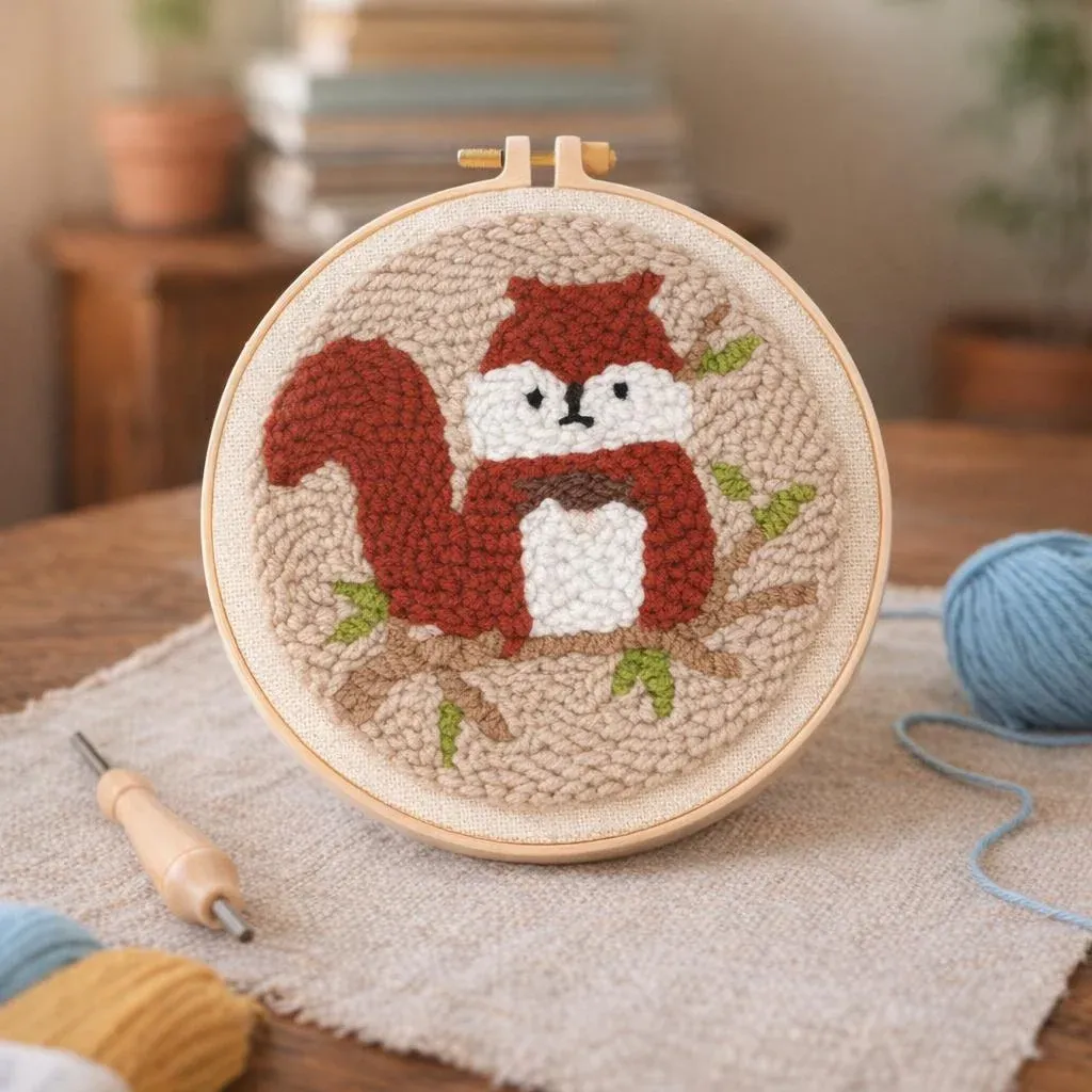 Kit punch needle écureuil mignon en relief