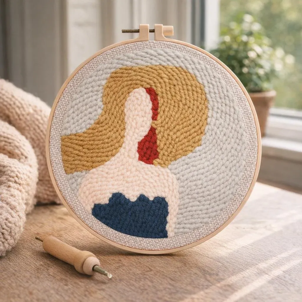 Kit punch needle portrait femme au chapeau