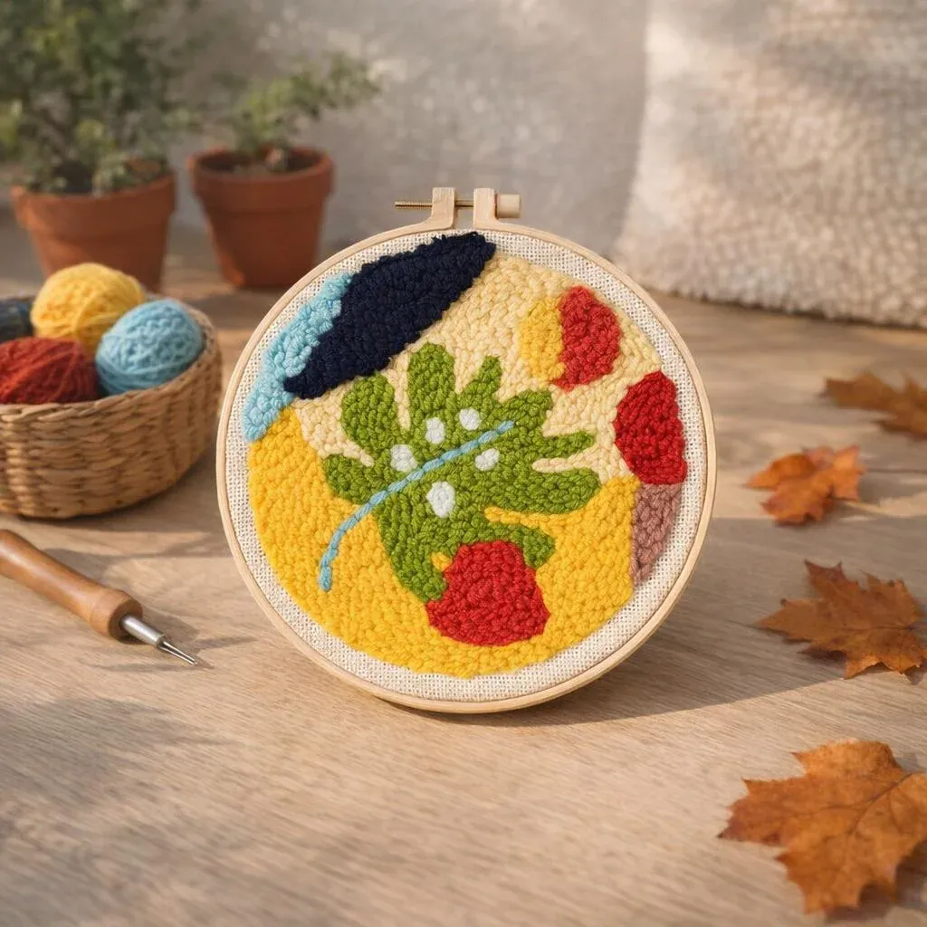 Kit punch needle feuille d’automne à accrocher