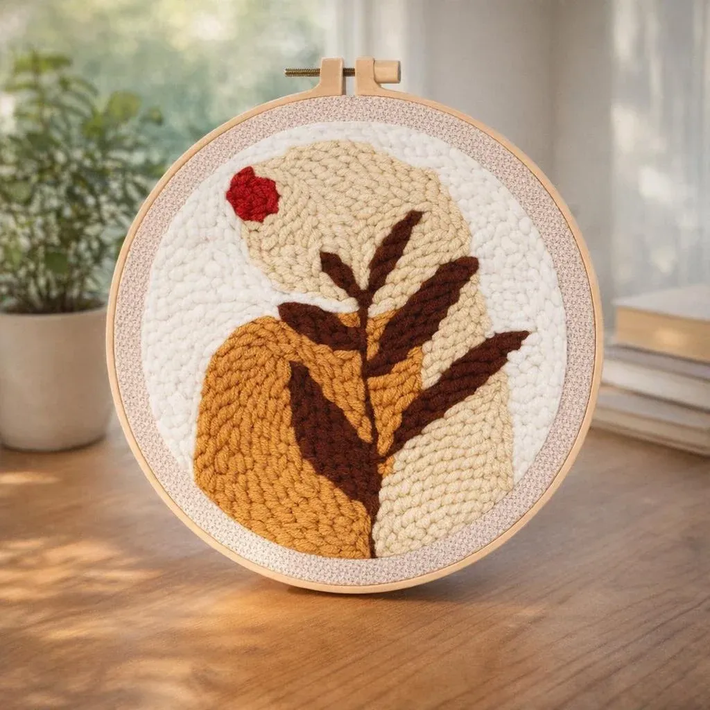 Kit punch needle Feuille et Soleil Rouge