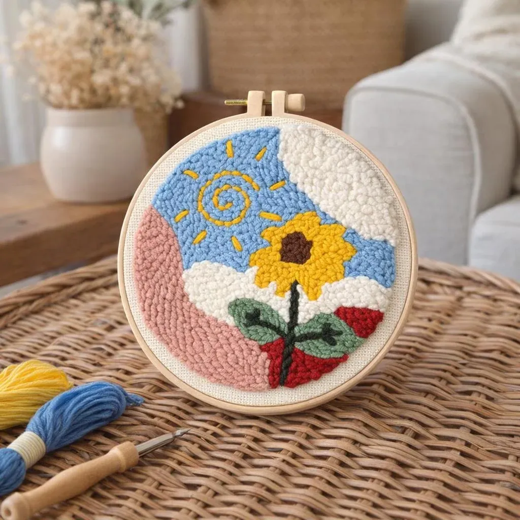 Kit punch needle fleur au lever du soleil