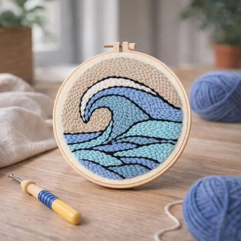 Kit punch needle Grande vague murale en relief
