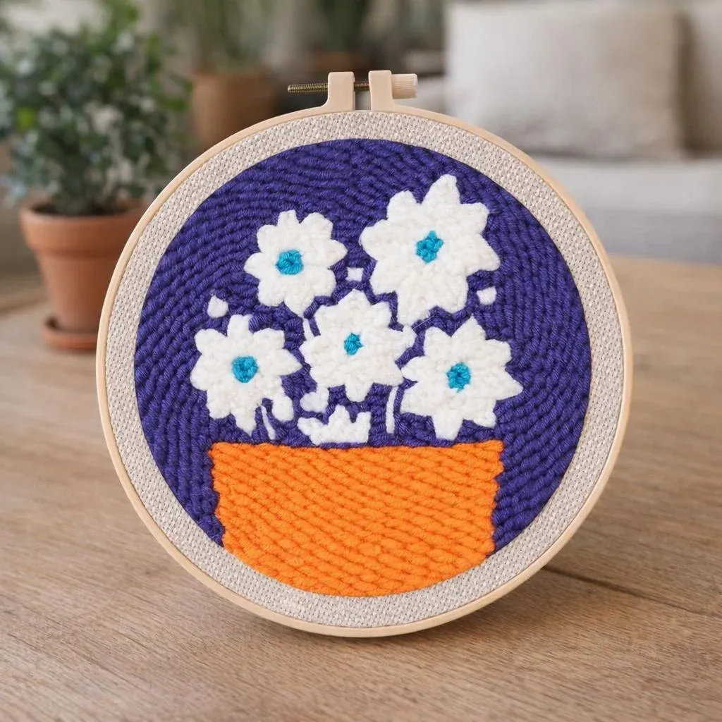 Kit punch needle bouquet fleuri en relief