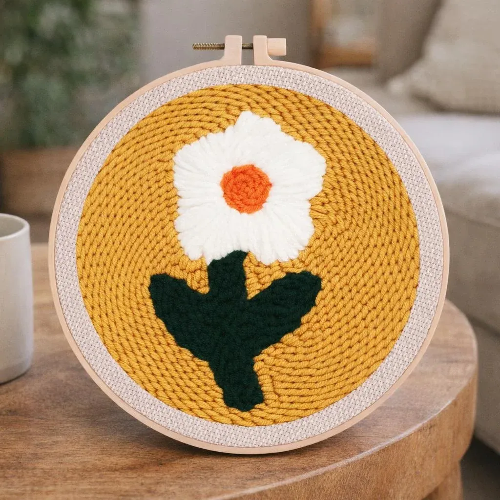 Kit punch needle Jolie Fleur blanche en relief