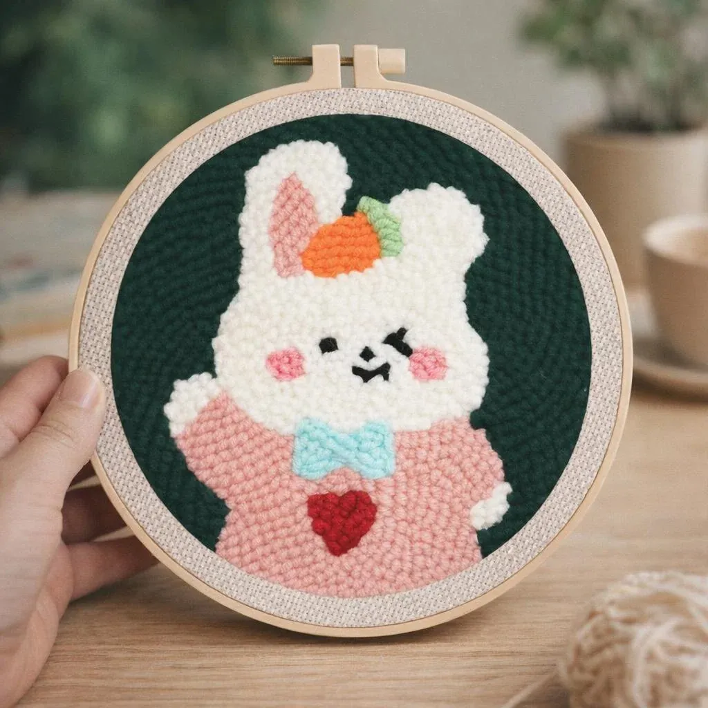 Kit punch needle lapin clin d’œil en relief