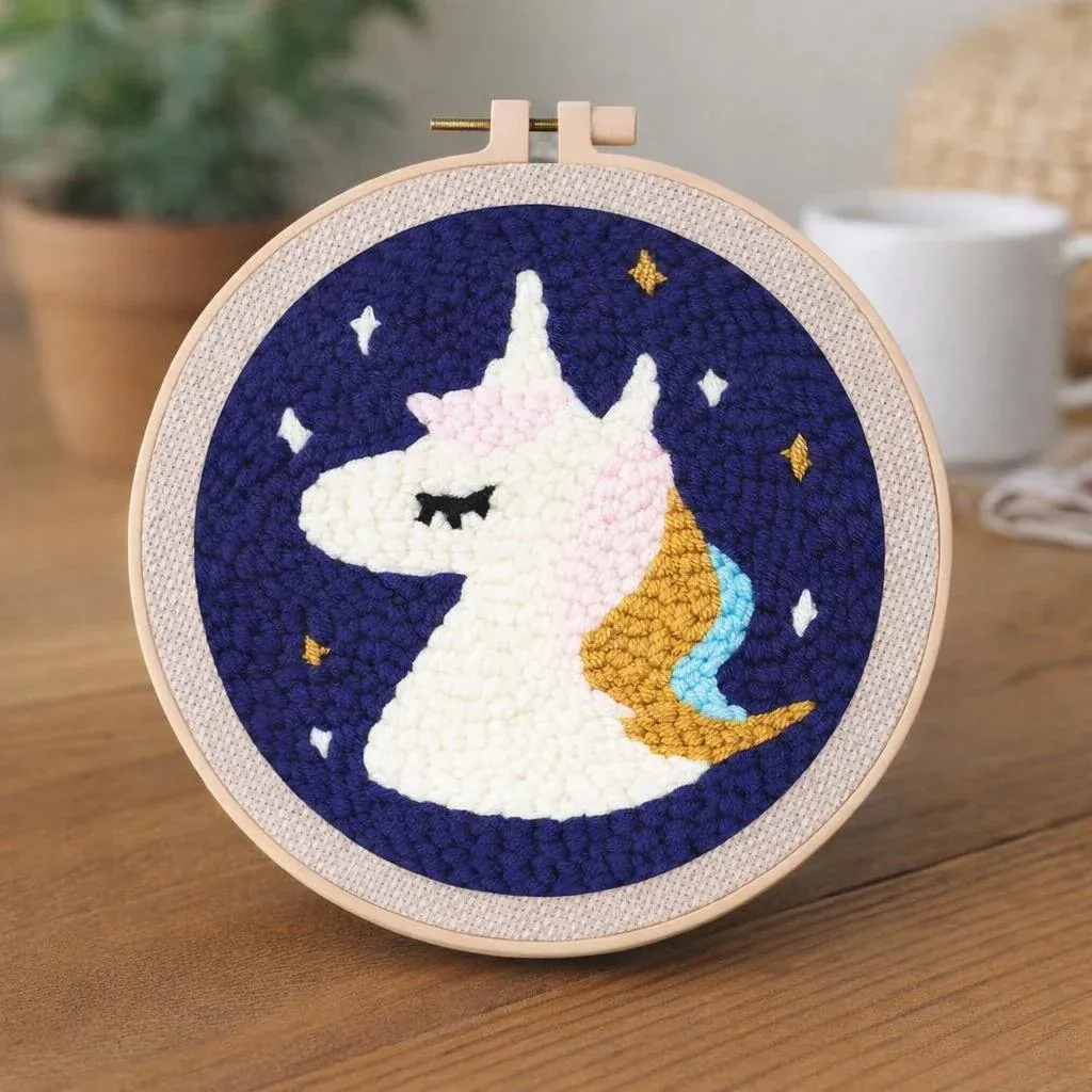 Kit punch needle licorne en relief à broder