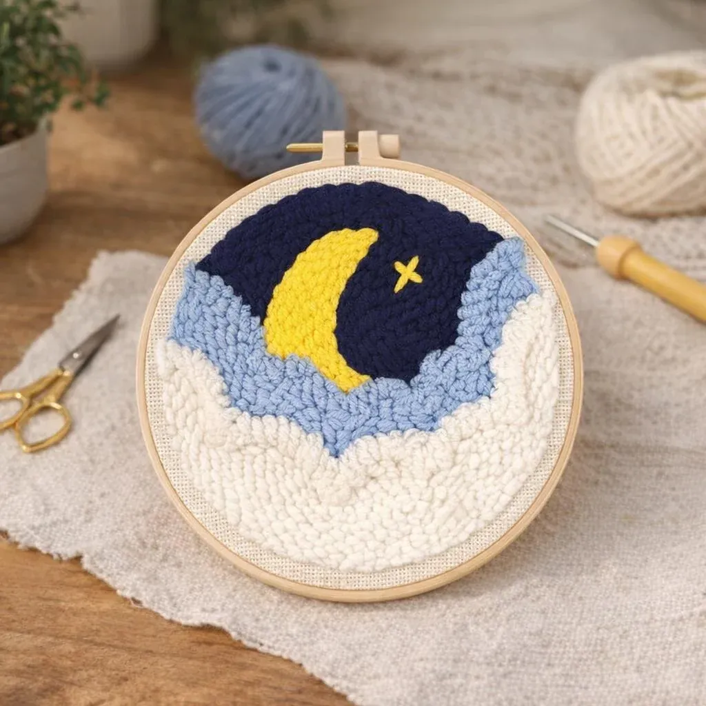 Kit punch needle Lune cachée décor mural