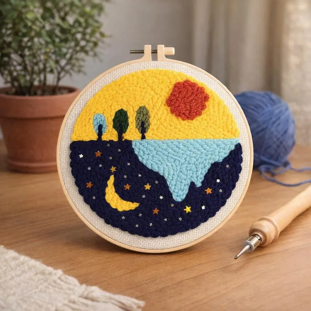 Kit punch needle Lune et Soleil en relief
