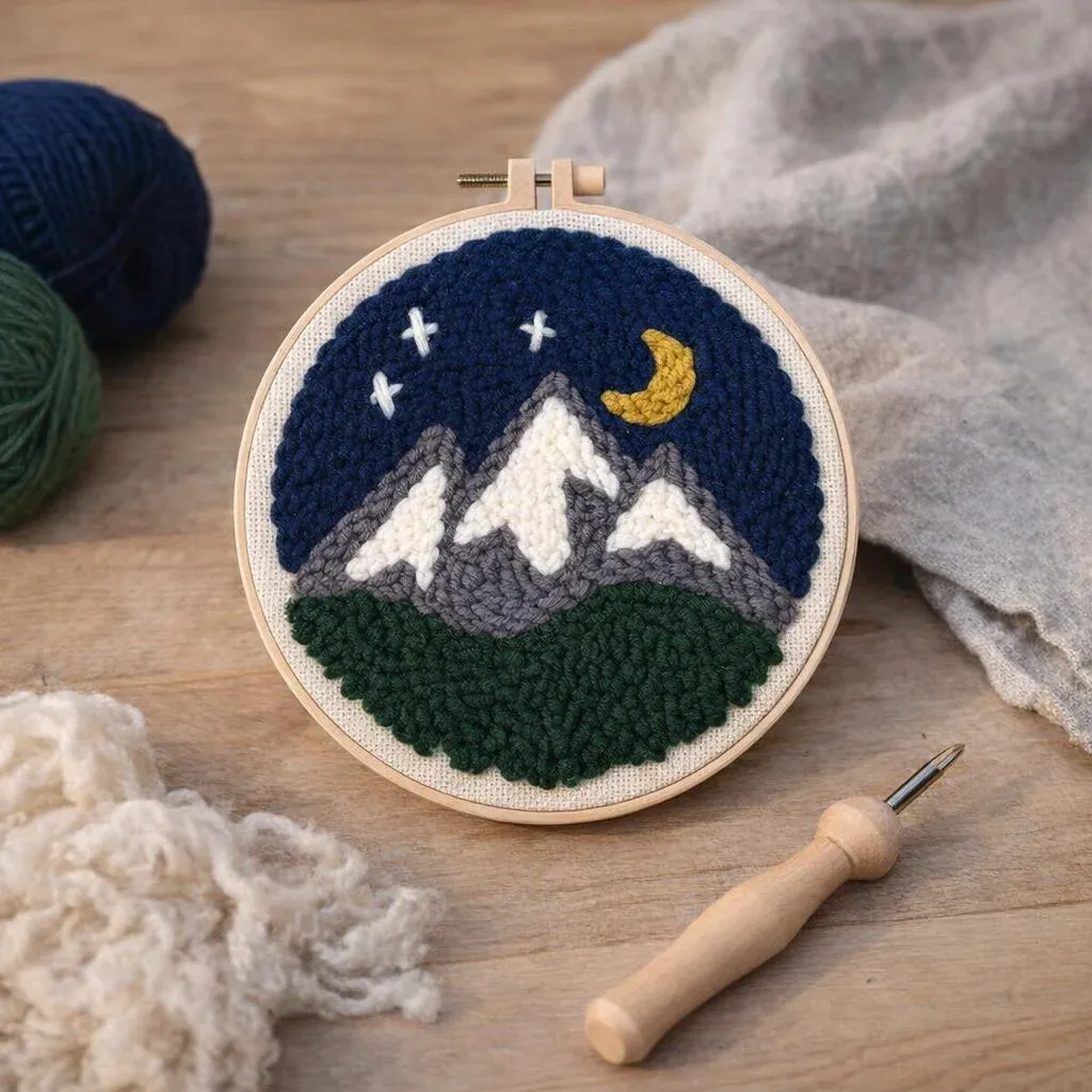 Kit punch needle tableau Montagnes de nuit