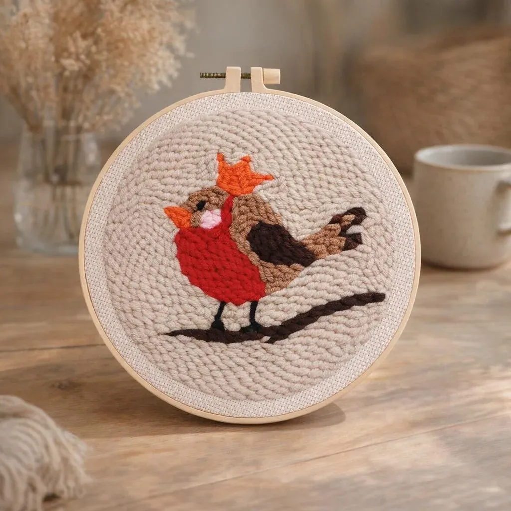 Kit punch needle oiseau rouge-gorge en relief