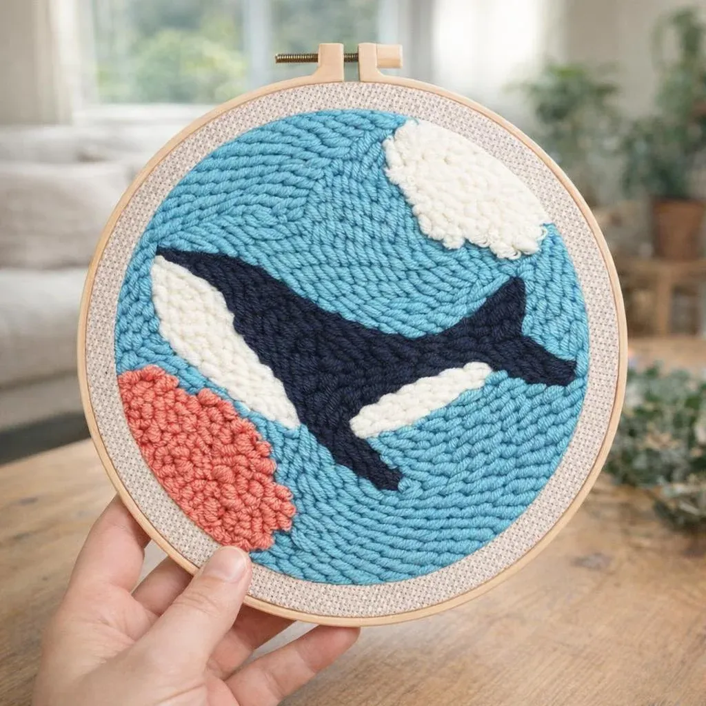 Kit punch needle orque dans la mer en relief
