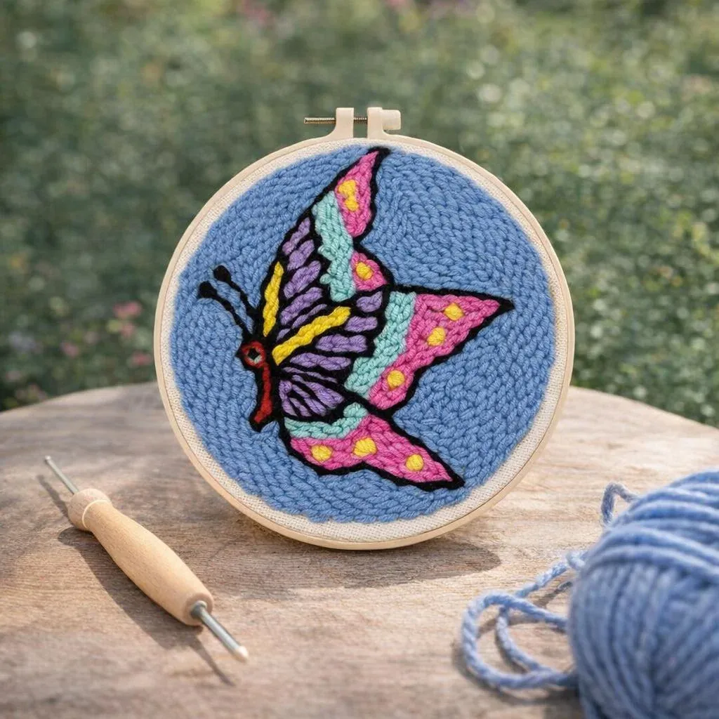 Kit punch needle papillon mural en relief