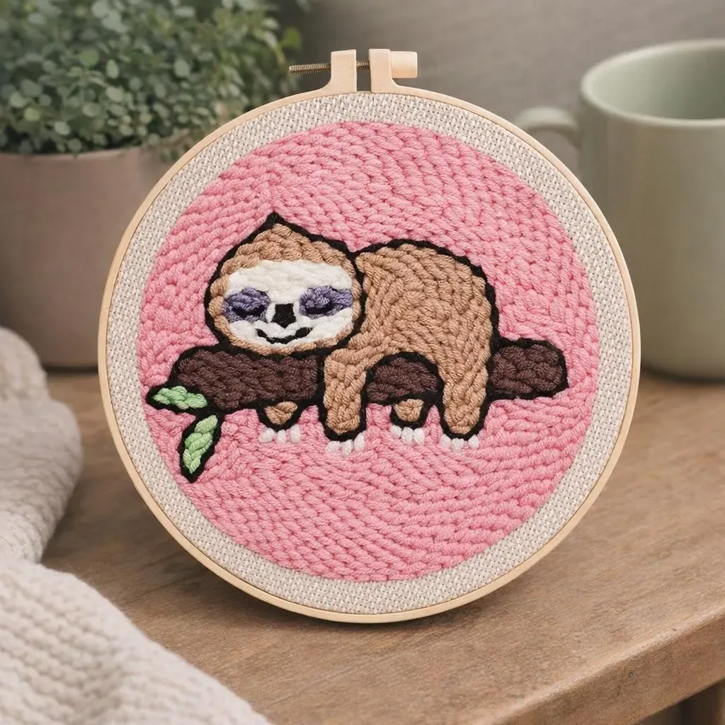 Kit punch needle paresseux sur sa branche