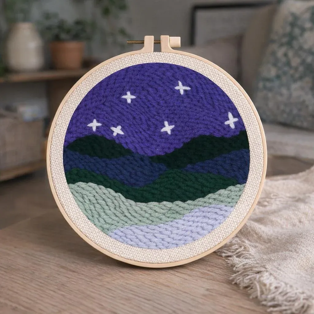Kit punch needle paysage sous les étoiles
