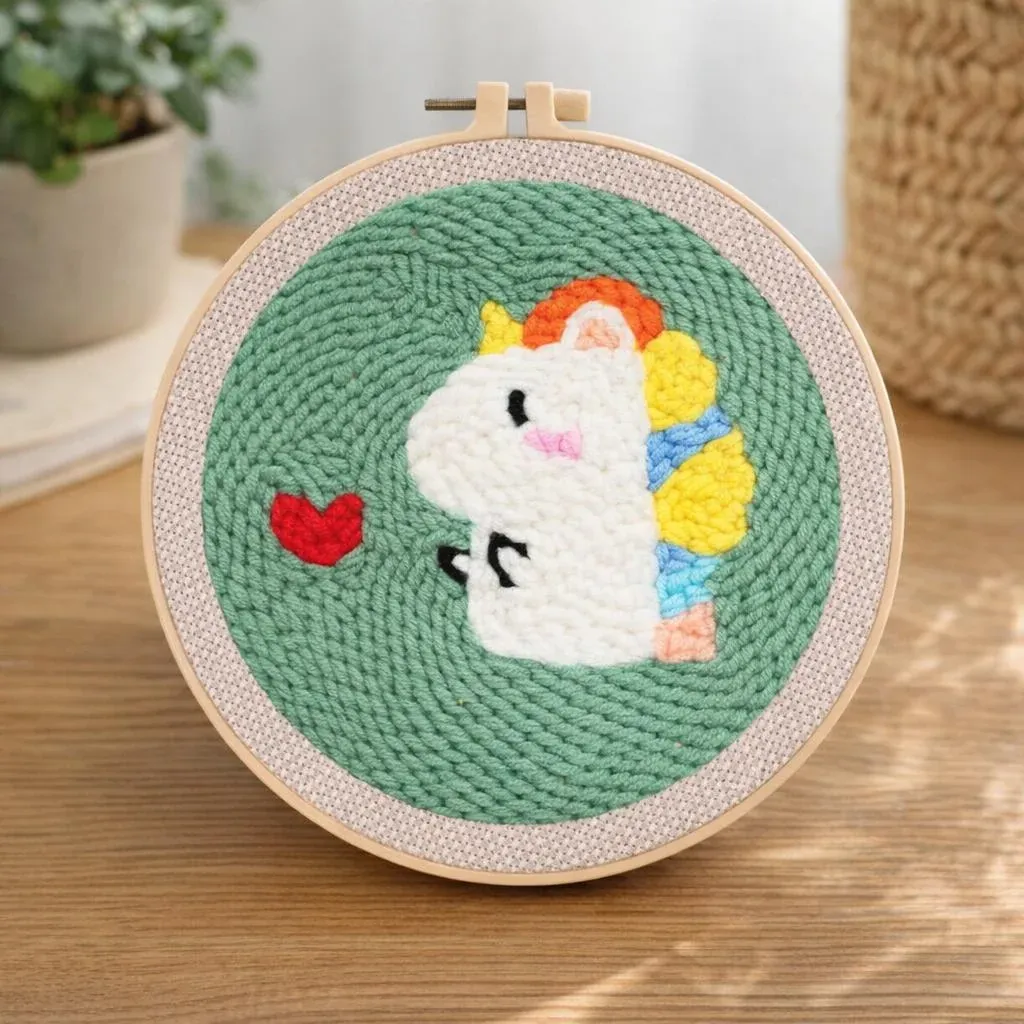 Kit punch needle petit dragon et cœur tendre