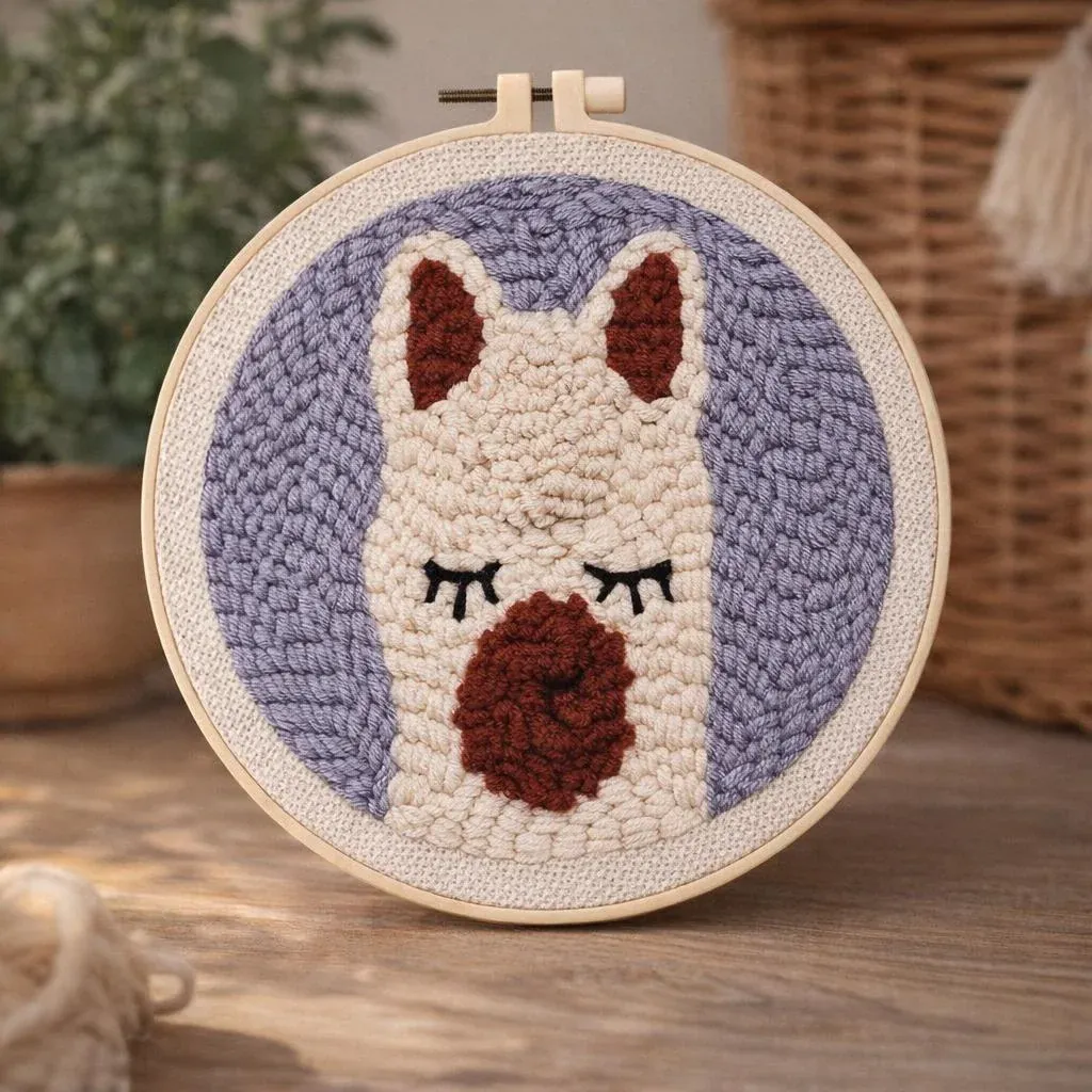 Kit punch needle petit lama mural en relief