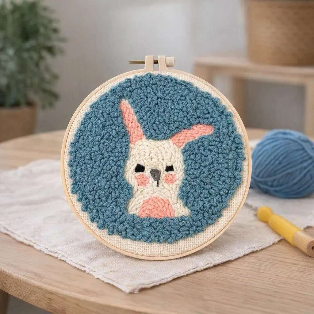 Kit punch needle petit lapin à accrocher