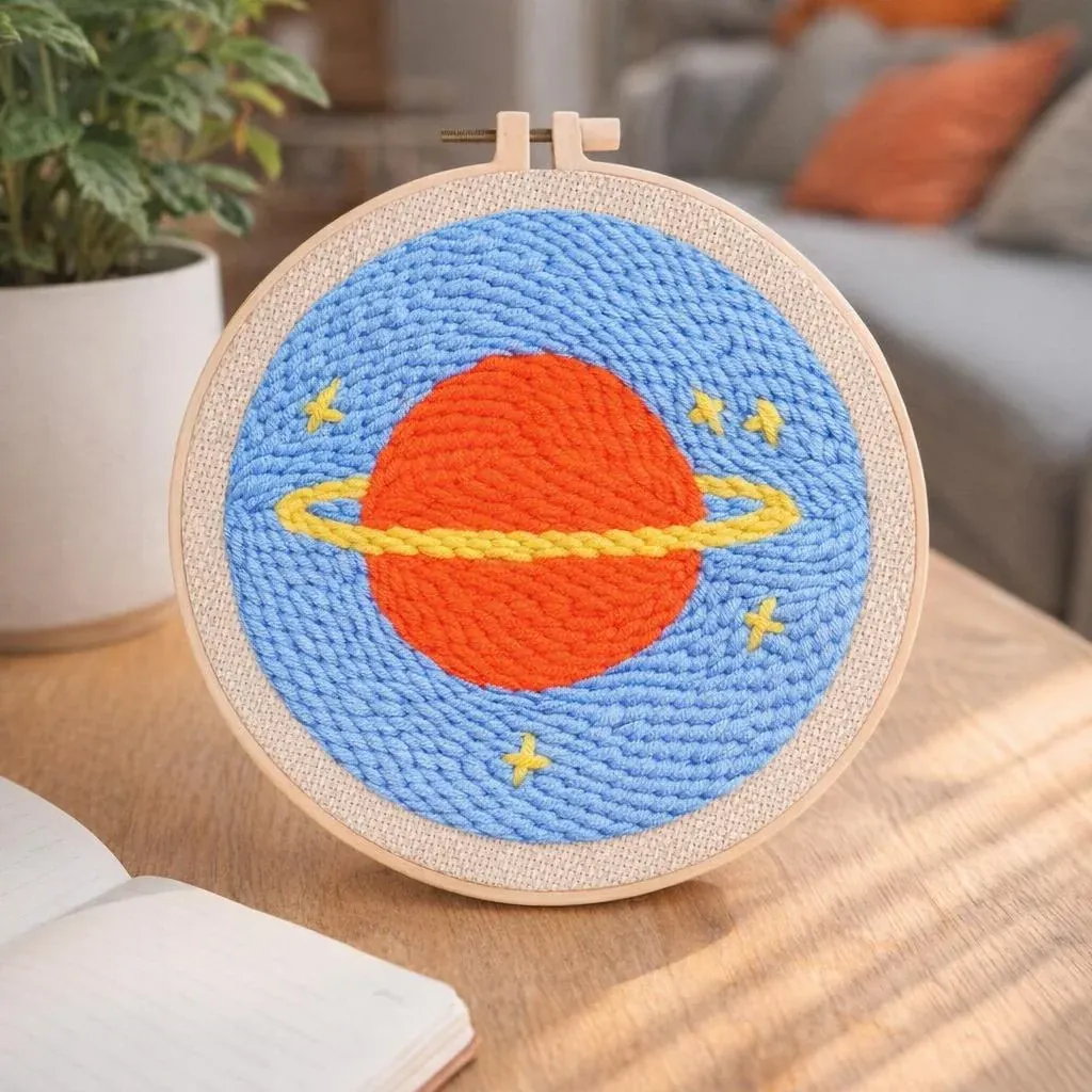 Kit punch needle Planète Saturne en relief