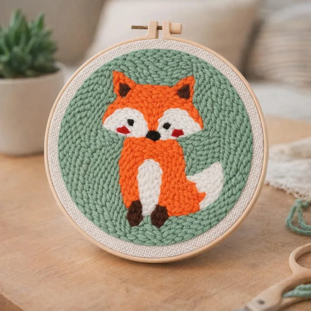 Kit punch needle renard décoration murale