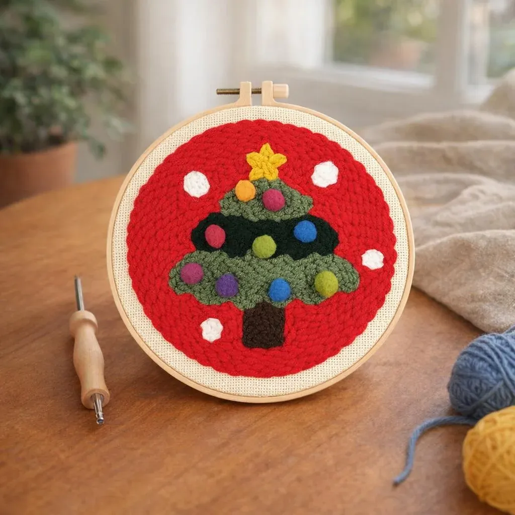 Kit punch needle sapin de Noël en relief