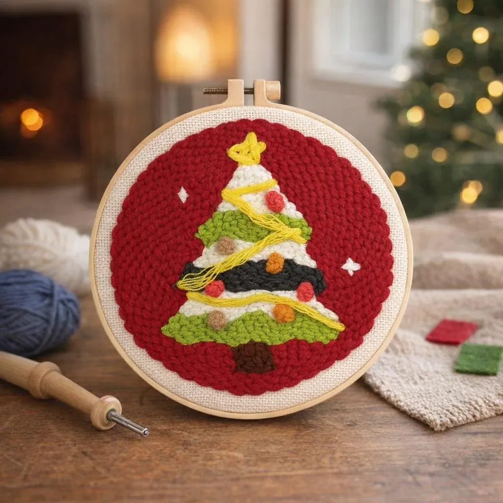 Kit punch needle sapin de Noël en relief
