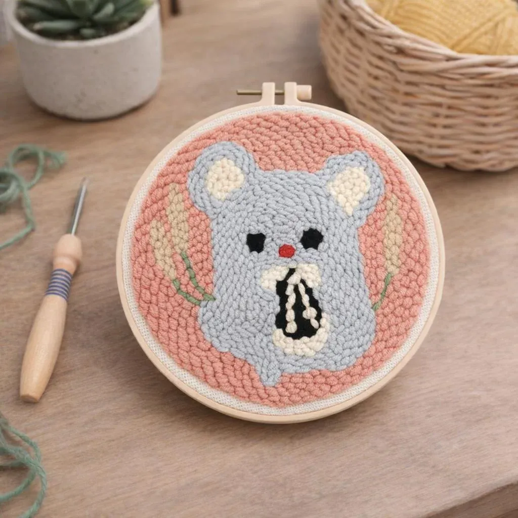 Kit punch needle Souris mignonne en relief