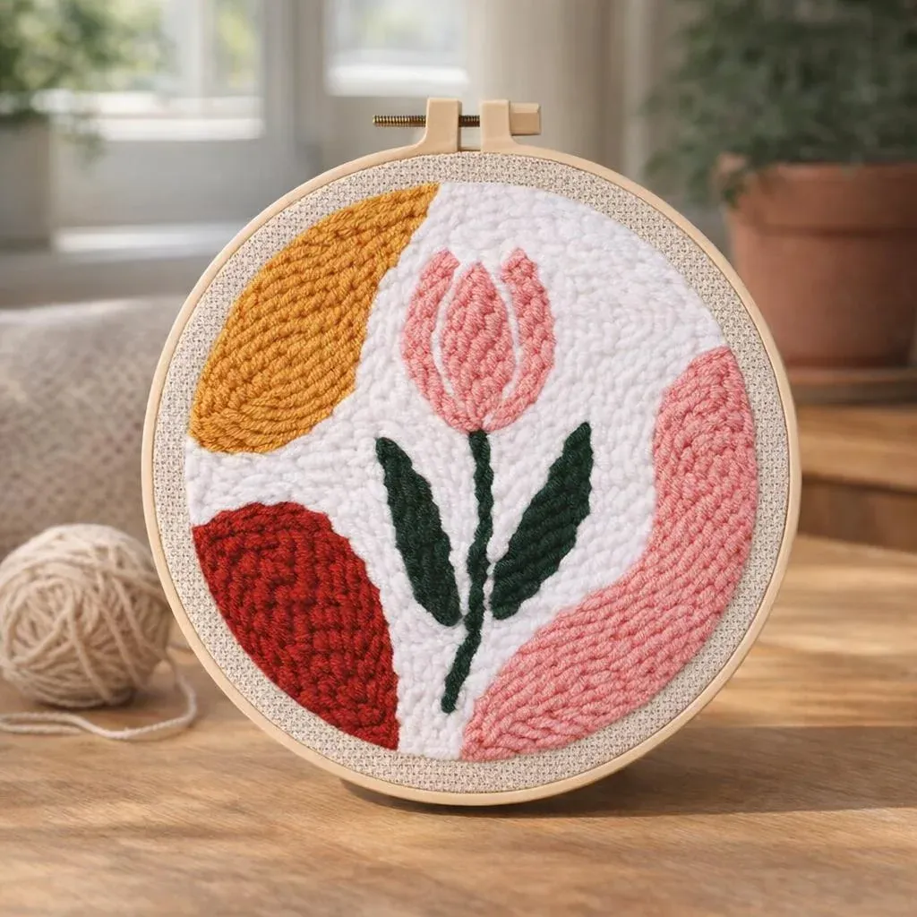 Kit punch needle tulipe prête à éclore en relief