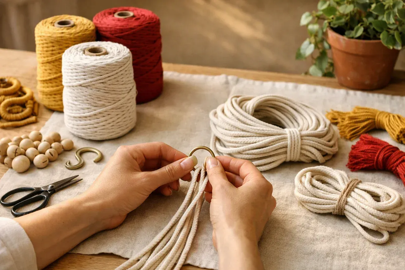 Le matériel pour votre suspension macramé : le geste en atelier