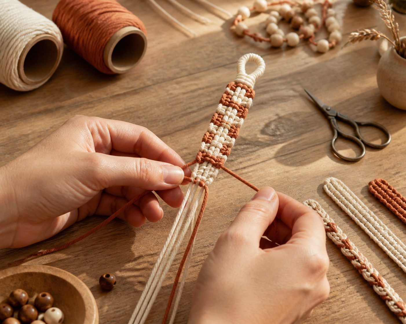 Tuto : réaliser un bracelet macramé facile avec le nœud plat