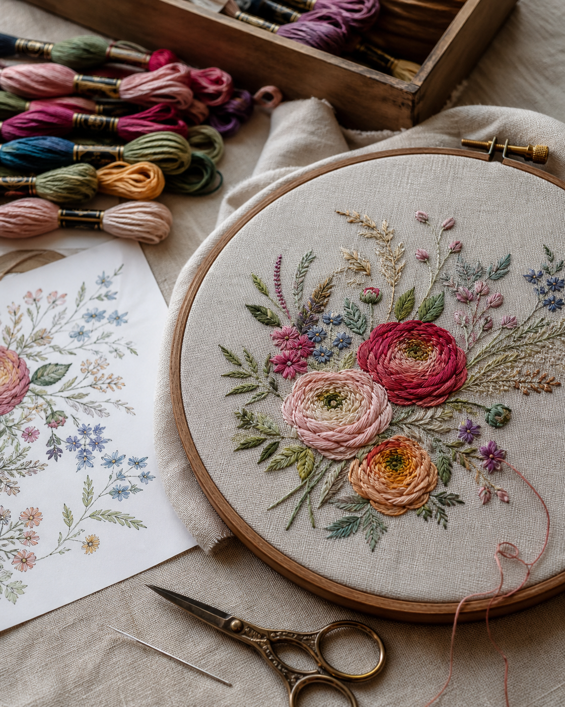 Les motifs de broderie se choisissent avant de sortir le fil