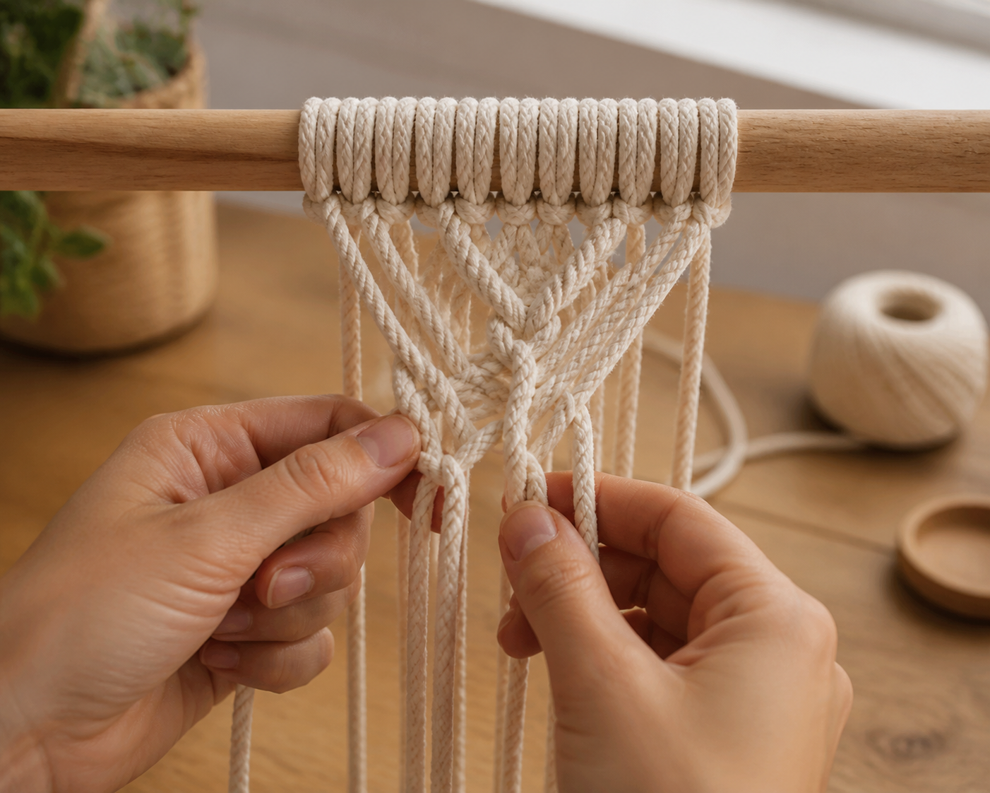 Les nœuds plats en macramé structurent vos créations