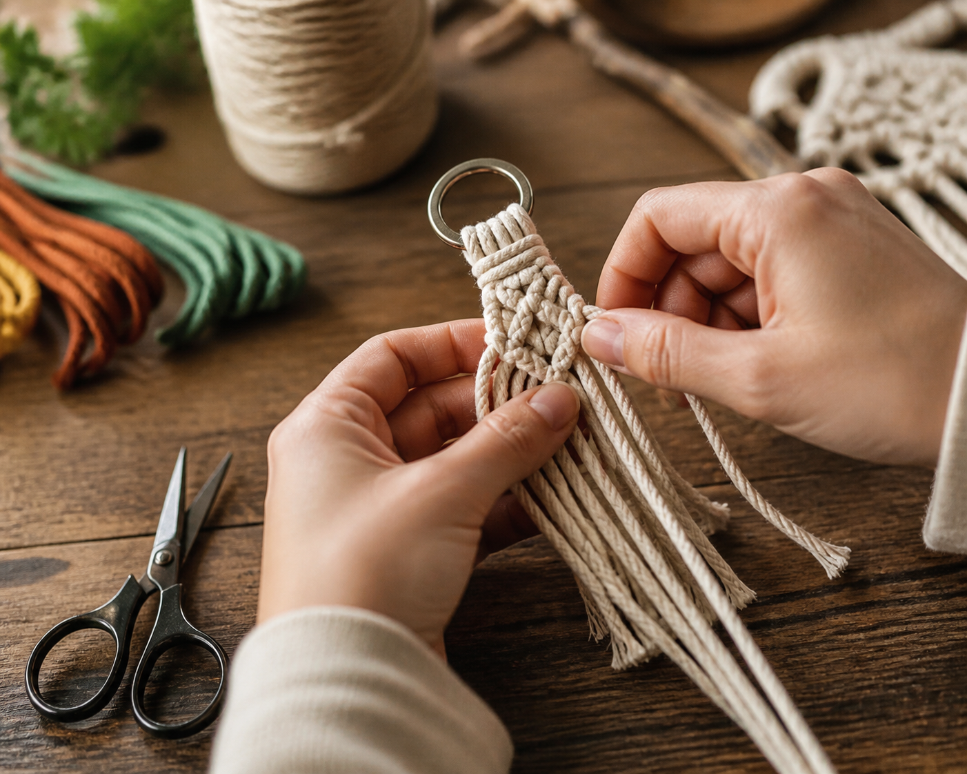 Ce tuto de porte-clés en macramé crée un accessoire unique